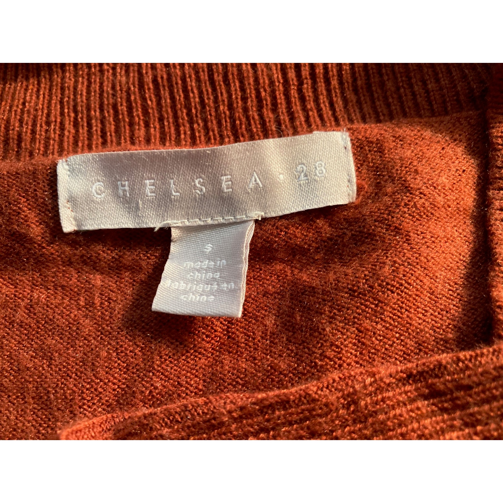 Chelsea28 Oversize Ribbed V-Neck High Low Pullover Sweater Sz Small Pumpkin Nwt — image 3 of 4